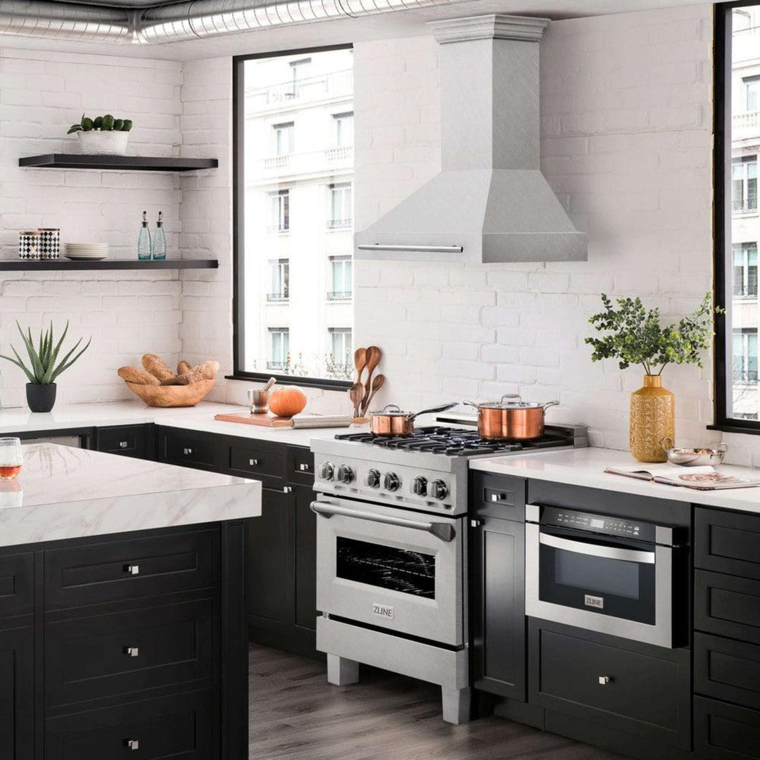 ZLINE 48" Wall Mount Range Hood with Satin Stainless Steel and Colored Shell