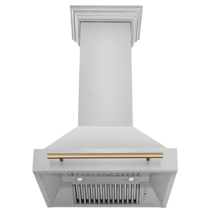 ZLINE Autograph Edition 30", 36", &amp; 48" Stainless Steel 4-Piece Kitchen Package with Champagne Bronze Accents.