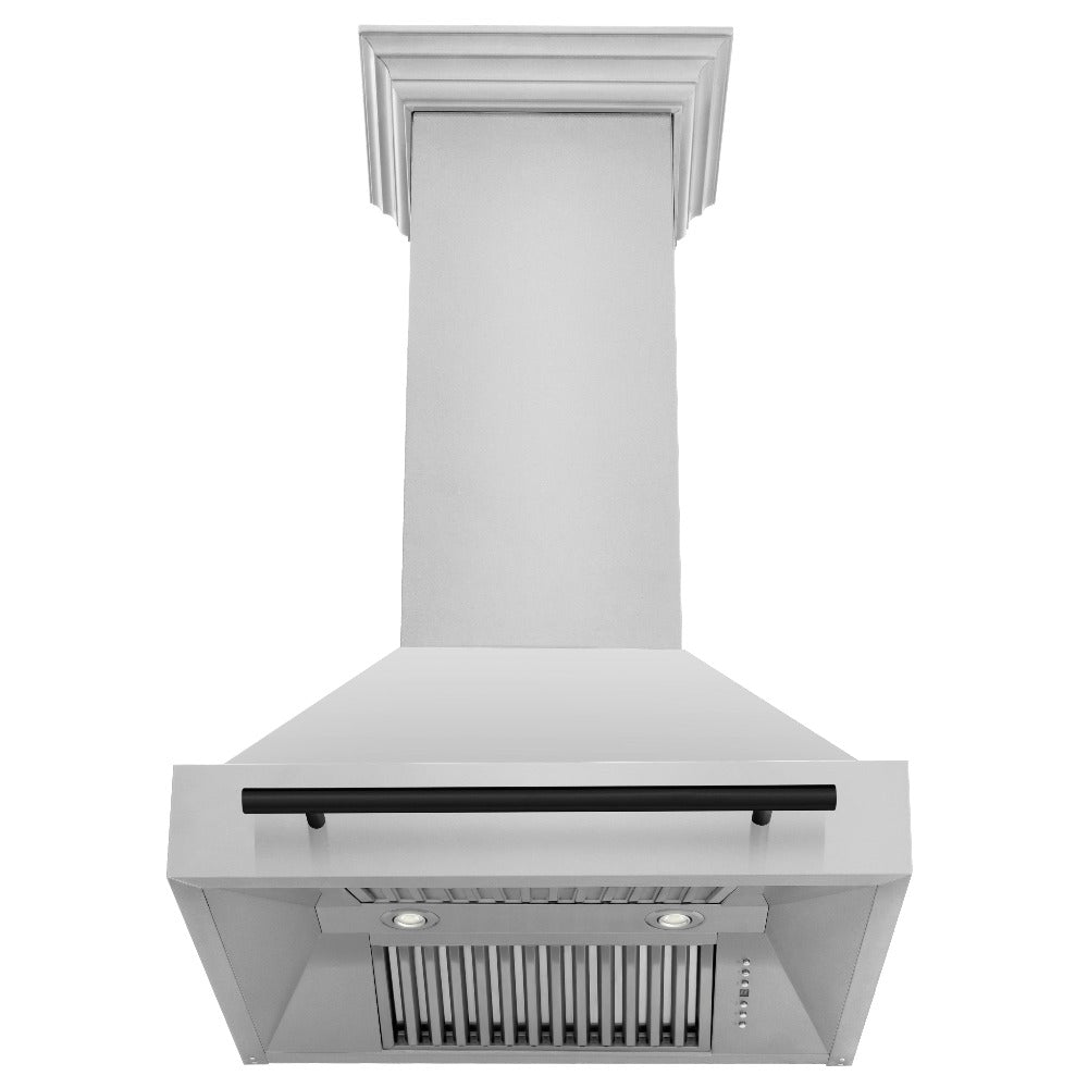 ZLINE Autograph Edition 30 in. Kitchen Package with Stainless Steel Dual Fuel Range, Range Hood, Dishwasher and Refrigerator with Matte Black Accents (4KAPR-RARHDWM30-MB)