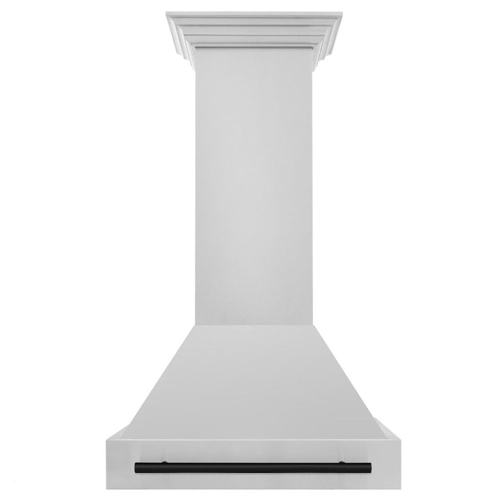 ZLINE Autograph Edition 30 in. Kitchen Package with Stainless Steel Dual Fuel Range, Range Hood, Dishwasher and Refrigerator with Matte Black Accents (4KAPR-RARHDWM30-MB)