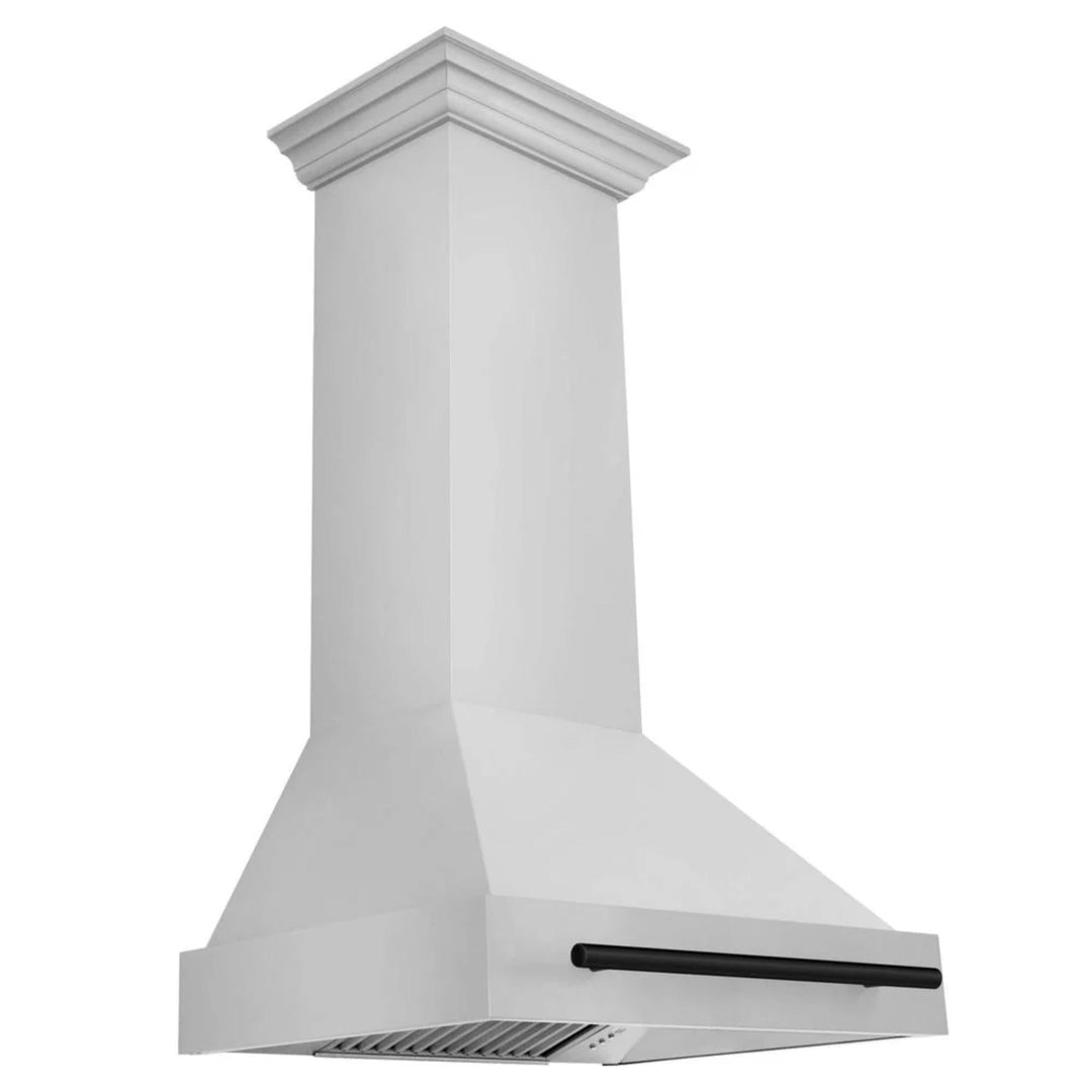 ZLINE Autograph Edition 30" &amp; 48" Stainless Steel Dual Fuel Range, Convertible Vent Range Hood, and Dishwasher Kitchen Package with Matte Black Accents