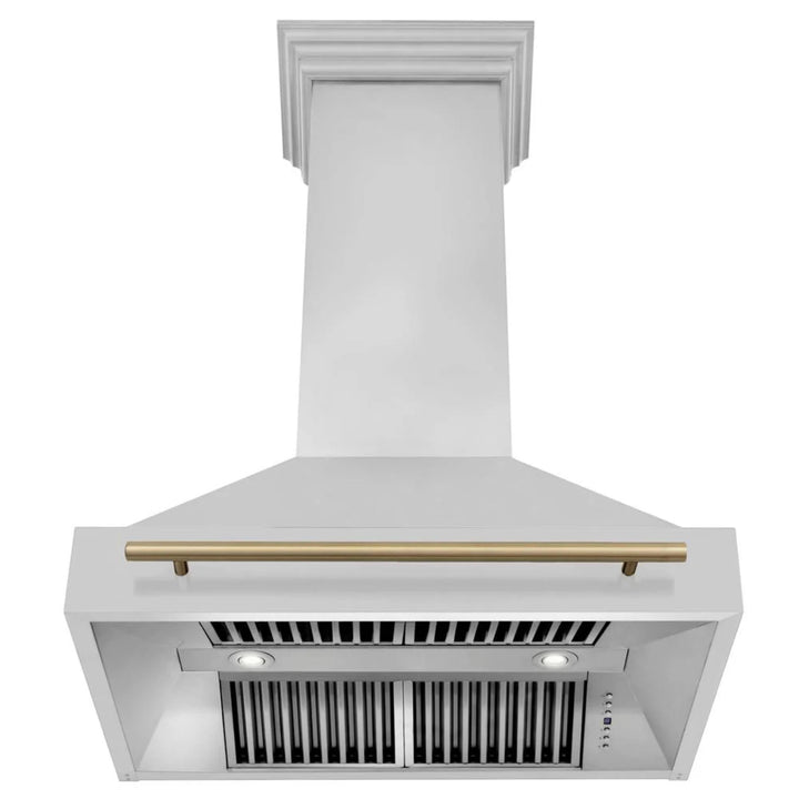 ZLINE Autograph Edition 30", 36", &amp; 48" Stainless Steel 4-Piece Kitchen Package with Champagne Bronze Accents—Dual Fuel Range, Range Hood, Dishwasher, Refrigerator.
