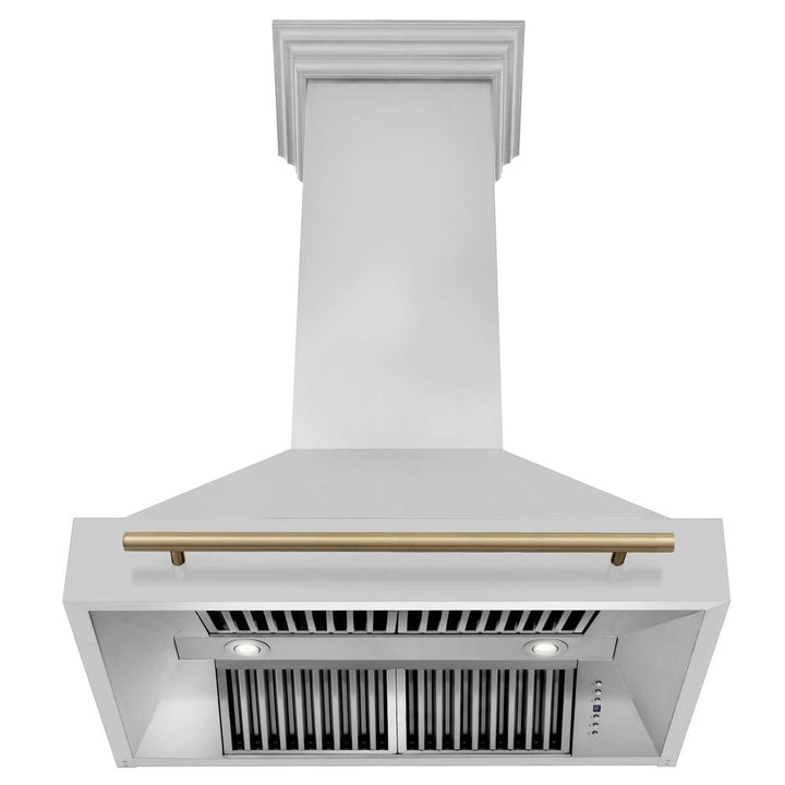 ZLINE Autograph Edition 36 in. Kitchen Package with Stainless Steel Dual Fuel Range, Range Hood, Dishwasher and Refrigerator Including External Water Dispenser with Champagne Bronze Accents (4AKPR-RARHDWM36-CB)