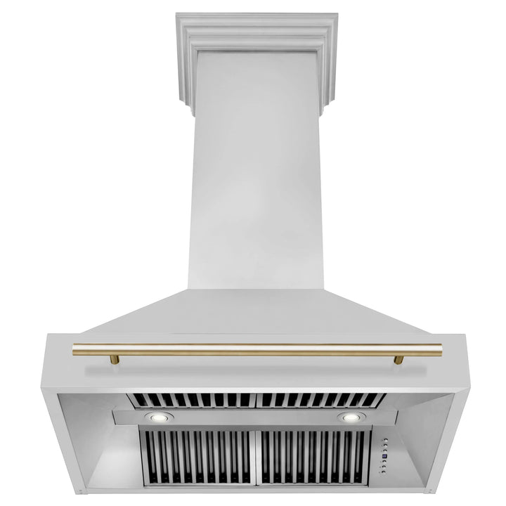 ZLINE 36 Inch Autograph Edition Stainless Steel Range Hood with Gold Handle, 8654STZ-36-G