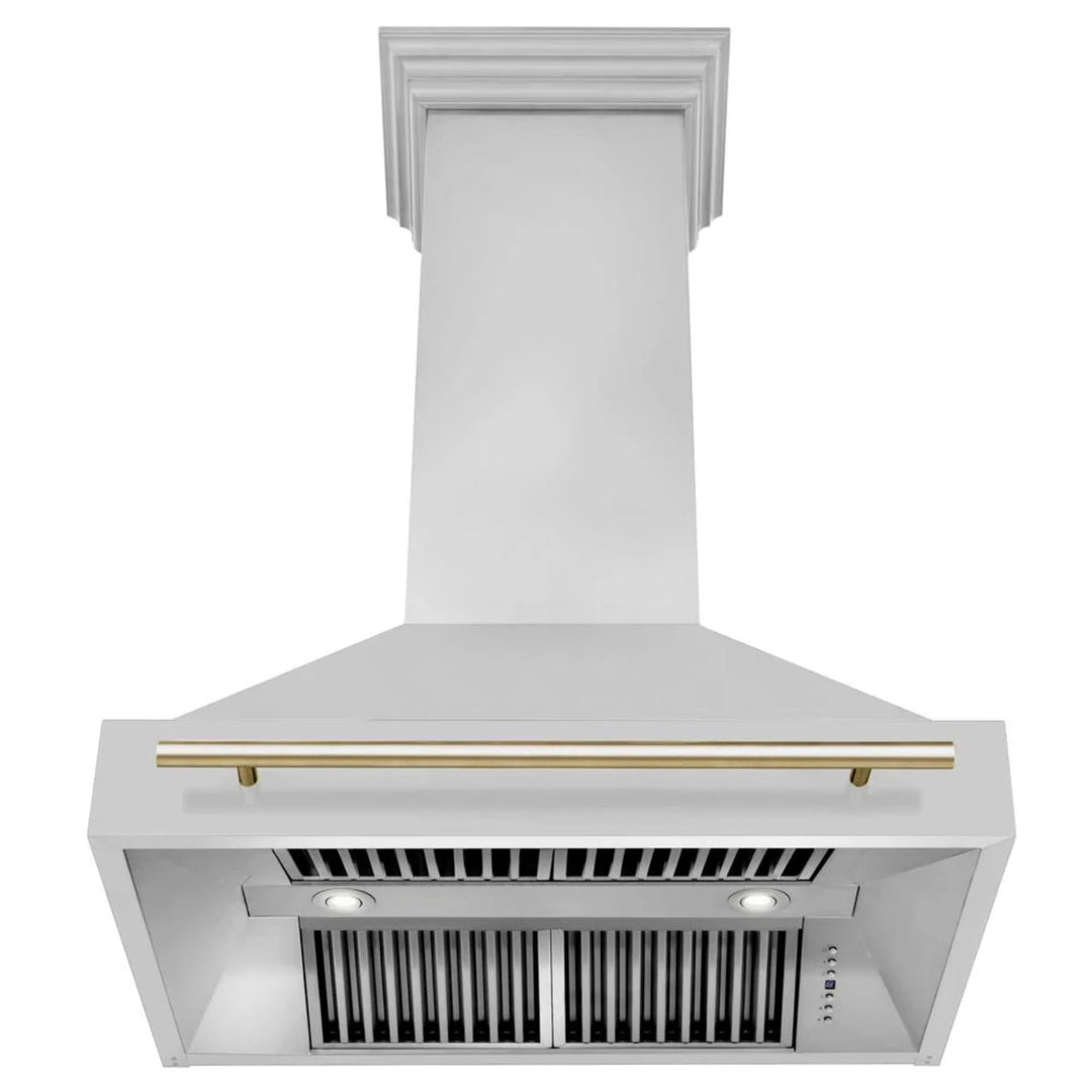 ZLINE Autograph Edition 30", 36", &amp; 48" Stainless Steel Dual Fuel Range, Convertible Vent Wall Mount Range Hood, and Dishwasher Kitchen Package with Polished Gold Accents
