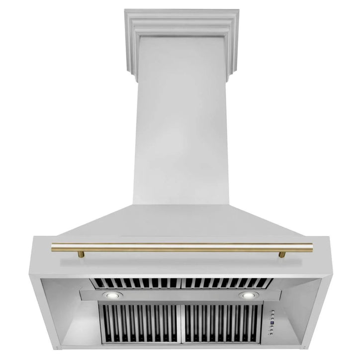 ZLINE Autograph Edition 30", 36", &amp; 48" Stainless Steel Dual Fuel Range, Convertible Vent Wall Mount Range Hood, and Dishwasher Kitchen Package with Polished Gold Accents