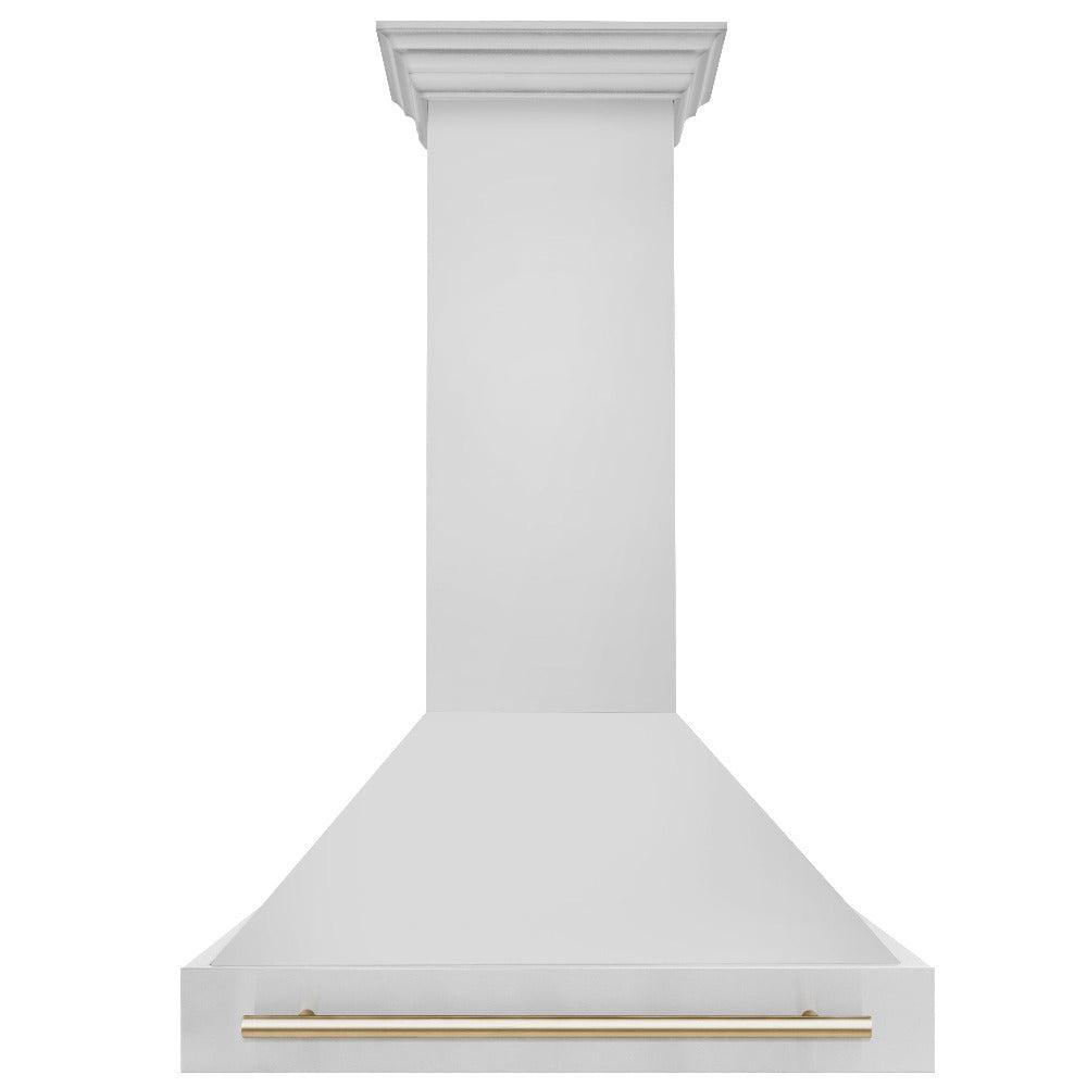 ZLINE Autograph Edition 36 in. Kitchen Package with Stainless Steel Dual Fuel Range, Range Hood, Dishwasher and Refrigerator with Polished Gold Accents (4KAPR-RARHDWM36-G)
