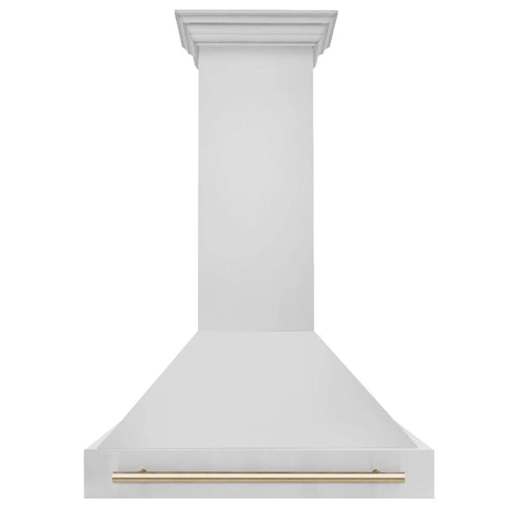 ZLINE Autograph Edition 30", 36", &amp; 48" Stainless Steel 4-Piece Kitchen Package with Polished Gold Accents—Dual Fuel Range, Wall Mount Range Hood, Dishwasher, and Refrigerator