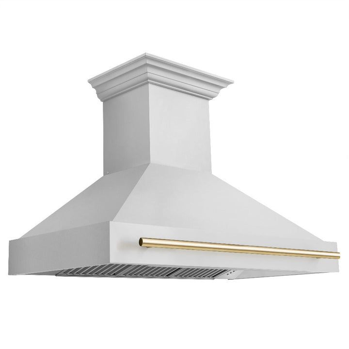 ZLINE Autograph Edition 48 in. Kitchen Package with Stainless Steel Dual Fuel Range, Range Hood, Dishwasher and Refrigerator with Polished Gold Accents (4KAPR-RARHDWM48-G)