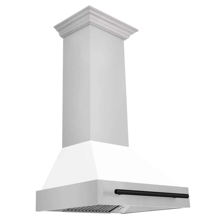 ZLINE Autograph Edition 30" Kitchen Package with White Matte Door and Matte Black Accents (2AKP-RAWMRH30-MB)