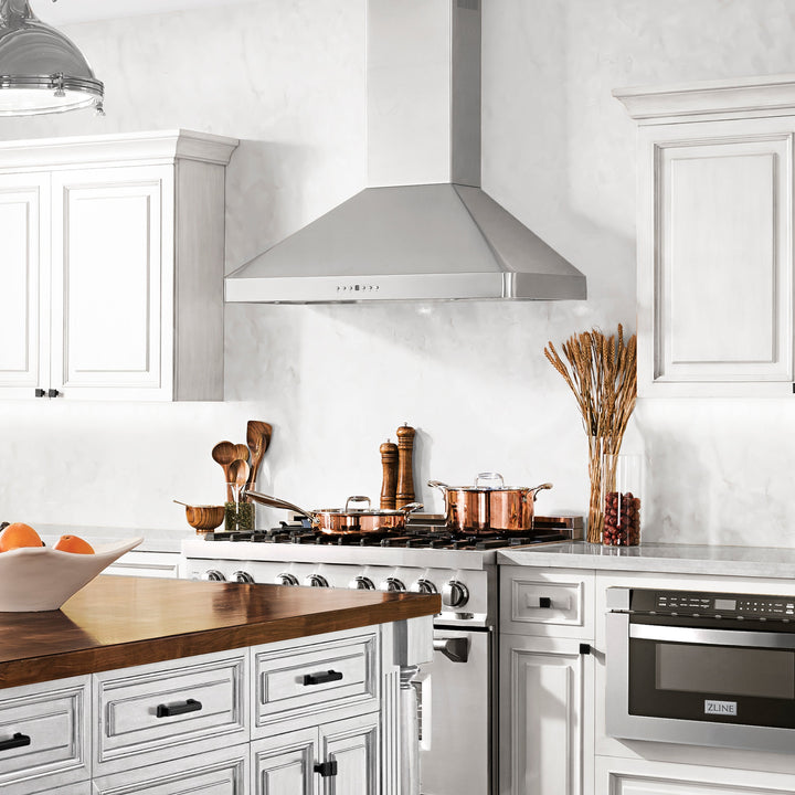 ZLINE 36 in. Convertible Vent Wall Mount Range Hood in Stainless Steel, Handle Open Box-Excellent Condition