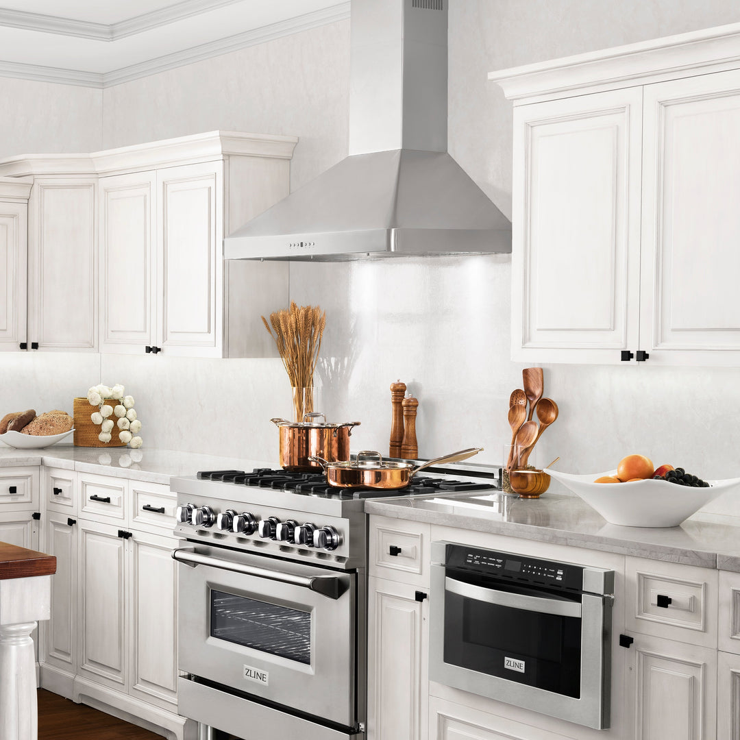 ZLINE 30 in. Convertible Vent Wall Mount Range Hood in Stainless Steel, Handle Open Box-Excellent Condition