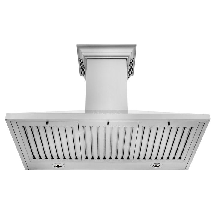36" ZLINE CrownSound™Ducted Vent Wall Mount Range Hood in Stainless Steel with Built-in Bluetooth Speakers (KL2CRN-BT-36)