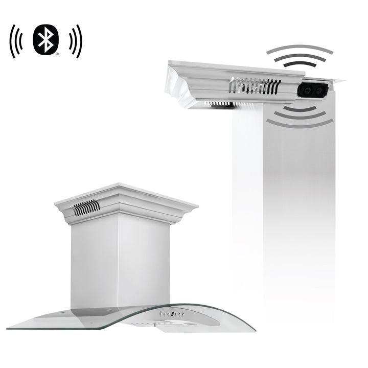 ZLINE 30” Wall Mount Range Hood in Stainless Steel Built-in CrownSound