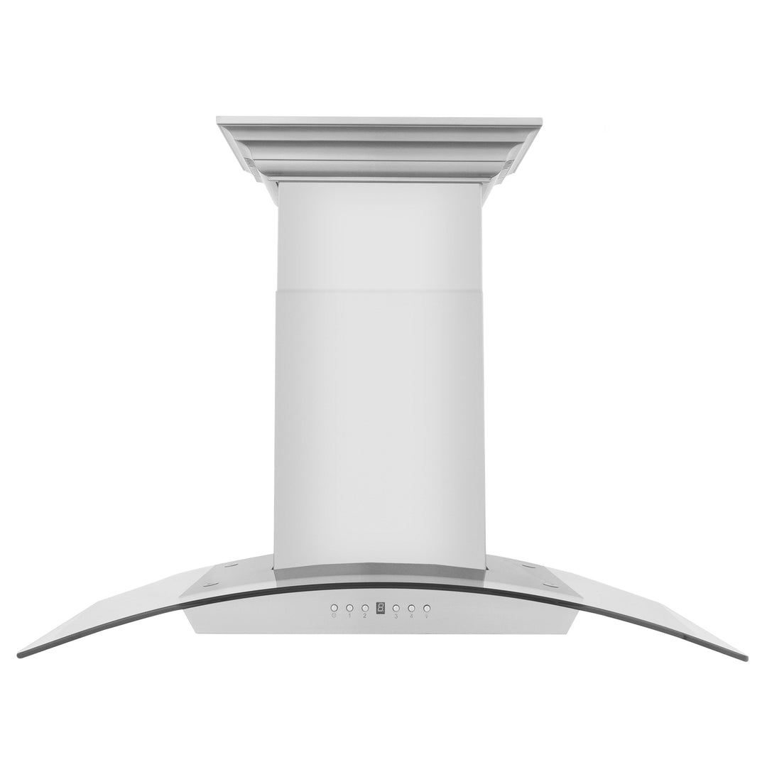 36" ZLINE CrownSound™Ducted Vent Wall Mount Range Hood in Stainless Steel with Built-in Bluetooth Speakers (KZCRN-BT-36)