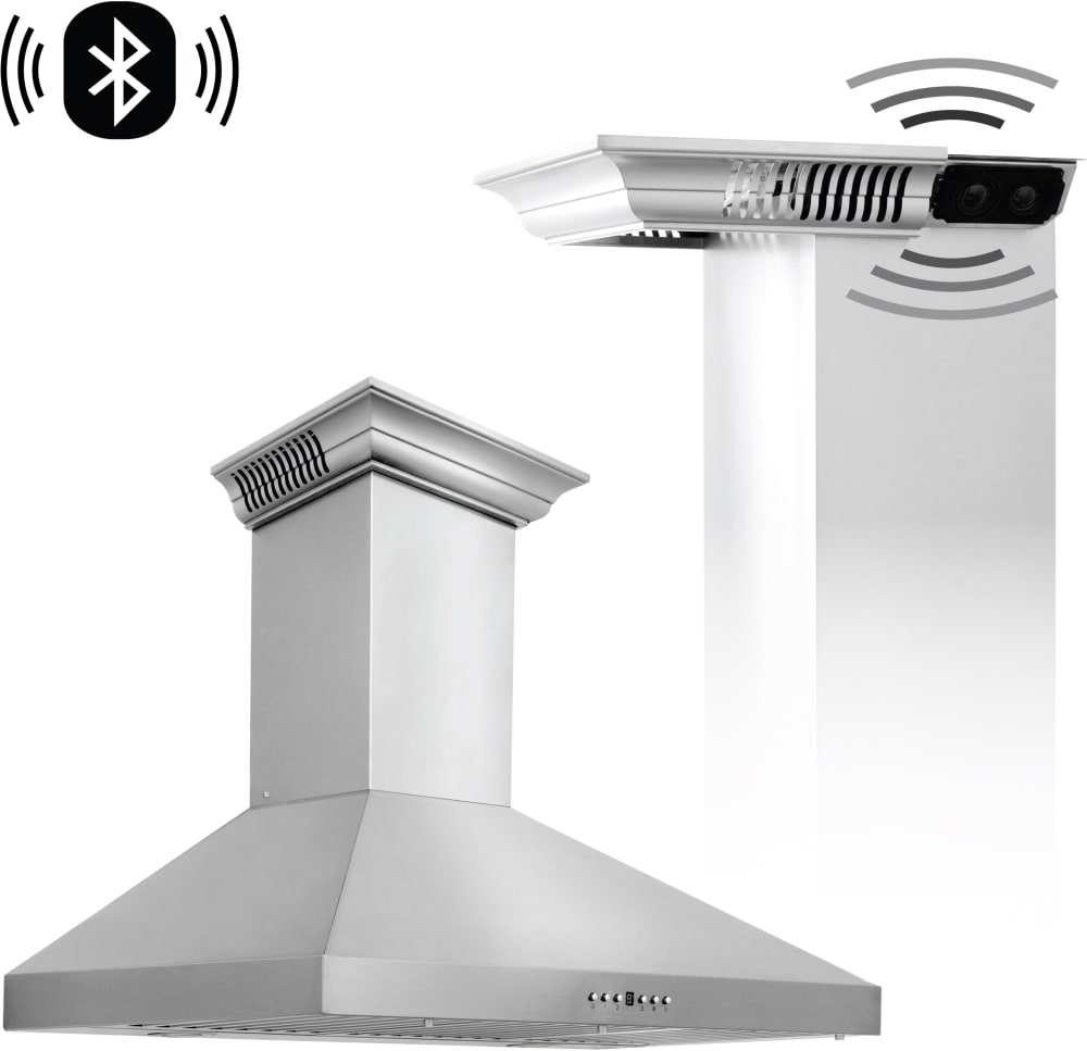 ZLINE 30" Wall Mount Range Hood with 4-Speed 400 CFM Motor W/Built-in CrownSound Bluetooth Speakers