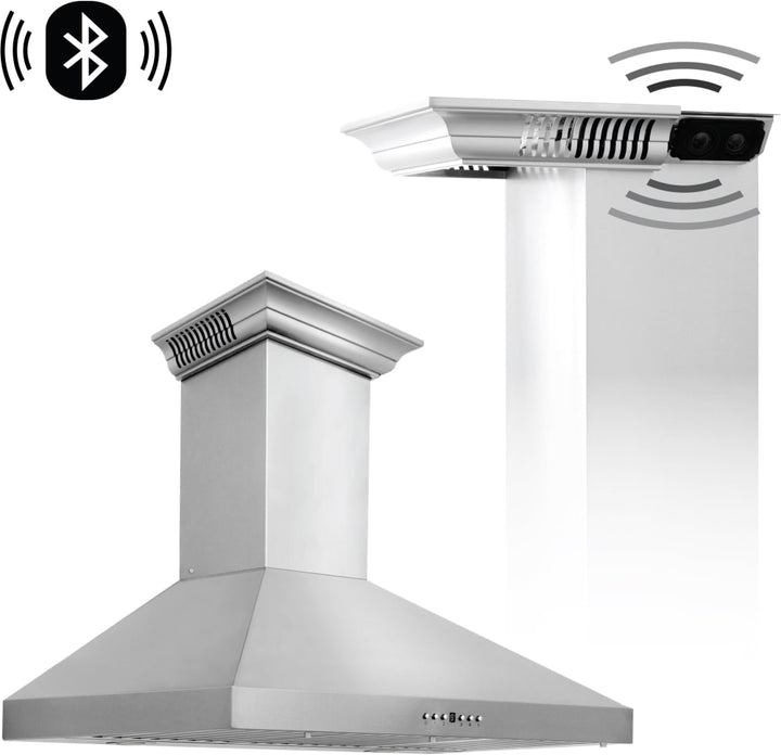 ZLINE 30" Wall Mount Range Hood with 4-Speed 400 CFM Motor W/Built-in CrownSound Bluetooth Speakers