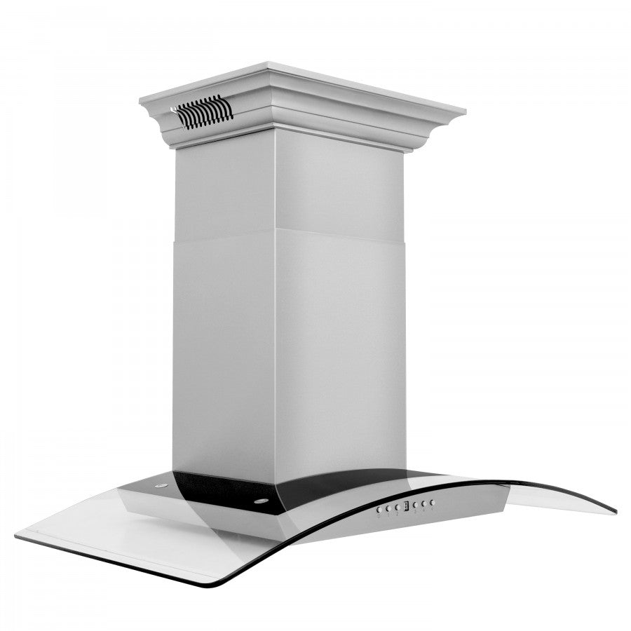 ZLINE 30 in. Stainless Steel Wall Range Hood with Built-in CrownSound® Bluetooth Speakers, KZCRN-BT-30