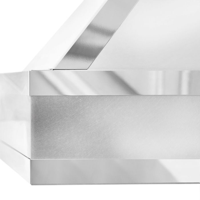 ZLINE 36 in. Designer Series Ducted Wall Mount Range Hood in DuraSnow® Stainless Steel with Mirror Accents, 655MR-36