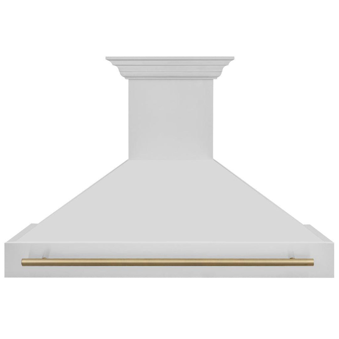 ZLINE 48" Autograph Edition Stainless Steel Range Hood with Stainless Steel Shell and Champagne Bronze Handle