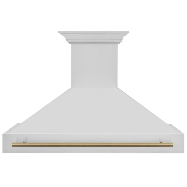 ZLINE 48" Autograph Edition Stainless Steel Range Hood with Stainless Steel Shell and Champagne Bronze Handle
