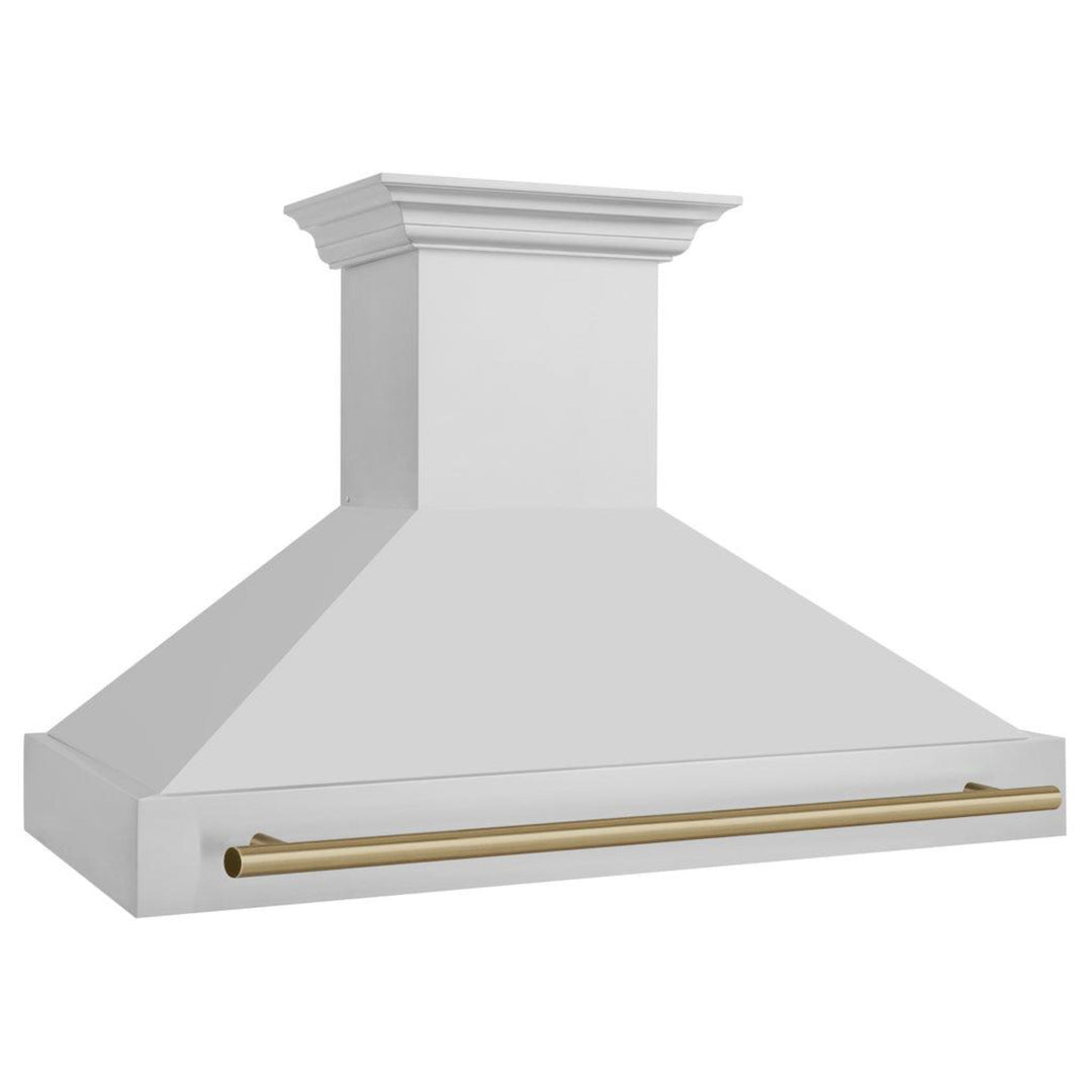ZLINE 48" Autograph Edition Stainless Steel Range Hood with Stainless Steel Shell and Champagne Bronze Handle