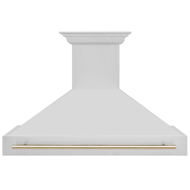 ZLINE Autograph Edition 48 in. Kitchen Package with Stainless Steel Dual Fuel Range, Range Hood, Dishwasher and Refrigerator Including External Water Dispenser with Polished Gold Accents (4AKPR-RARHDWM48-G)