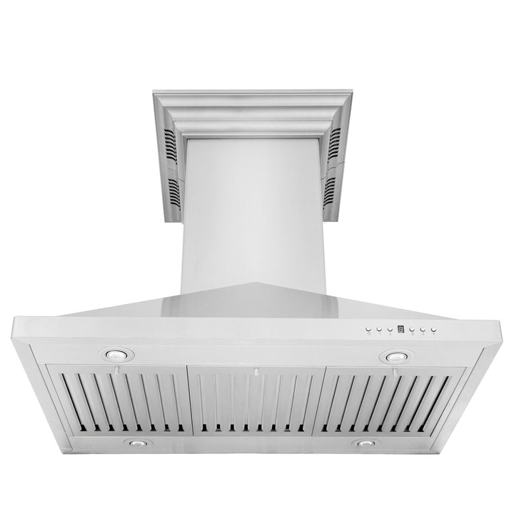 ZLINE 30" Ducted Island Mount Range Hood in Stainless Steel W/ Integrated CrownSound Bluetooth Speakers