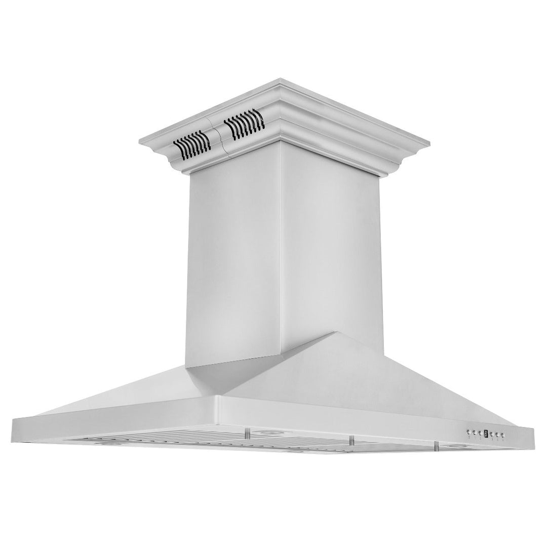 ZLINE 36 in. Island Mount Range Hood in Stainless Steel with Built-in CrownSound Bluetooth Speakers, GL1iCRN-BT-36