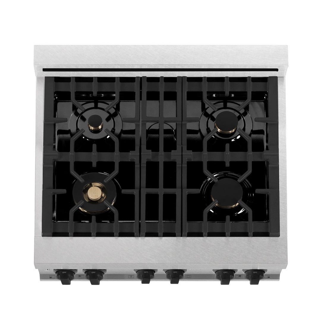 ZLINE 30" Range Gas Stove Oven DuraSnow® Stainless Steel Matte Black
