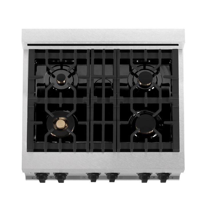 ZLINE 30" Range Gas Stove Oven DuraSnow® Stainless Steel Matte Black