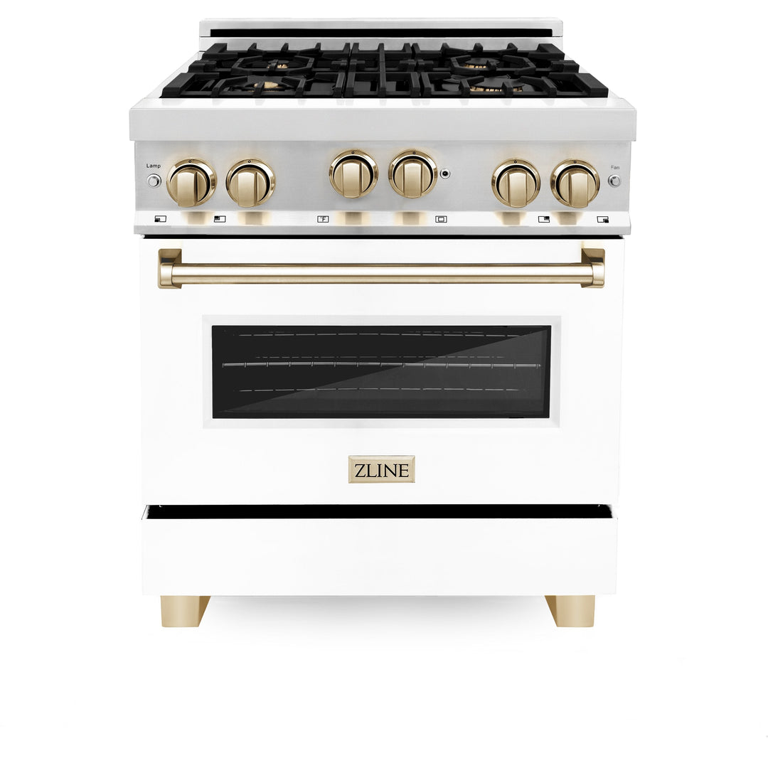 ZLINE 30" Range Gas Stove &amp; Oven Stainless Steel W/  White Door