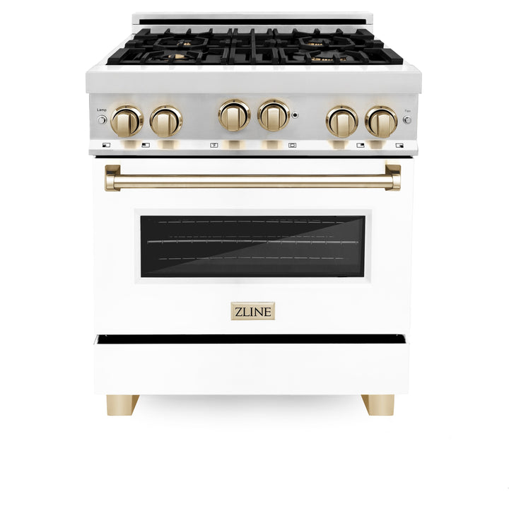 ZLINE 30" Range Gas Stove &amp; Oven Stainless Steel W/  White Door