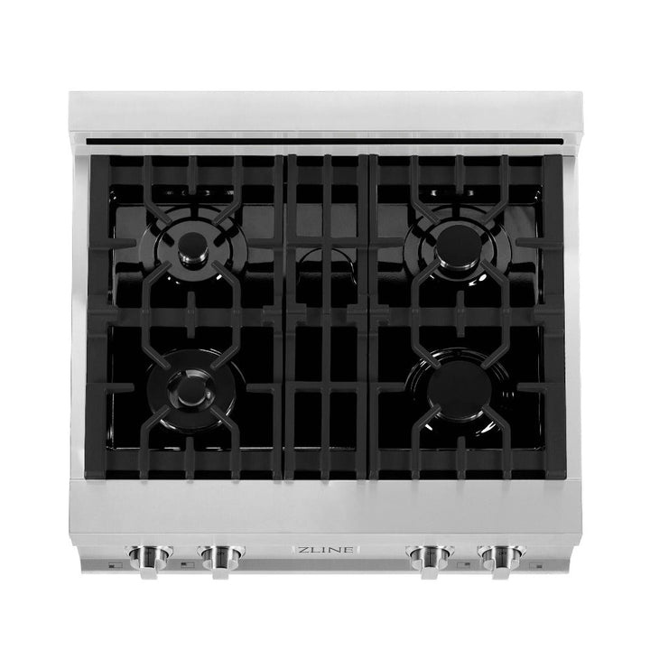 ZLINE Kitchen Package with 30 in. Stainless Steel Rangetop and 30 in. Over The Range Microwave with Modern Handle (2KP-RTOTR30)