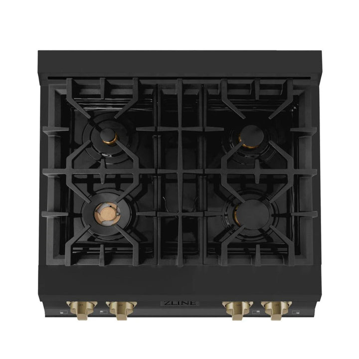 ZLINE Autograph Edition Legacy Gas Rangetops – Black Stainless with Polished Gold Accents – 30", 36", &amp; 48"