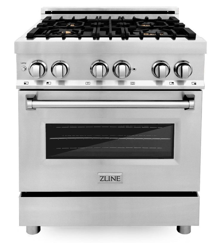 ZLINE 30 in. Professional Gas Burner/Electric Oven Stainless Steel Range with Brass Burners, RA-BR-30