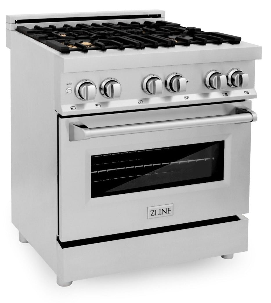 ZLINE 30 in. Professional Gas Burner/Electric Oven Stainless Steel Range with Brass Burners, RA-BR-30