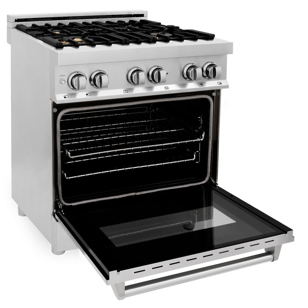 ZLINE 30 in. Professional Gas Burner/Electric Oven Stainless Steel Range with Brass Burners, RA-BR-30