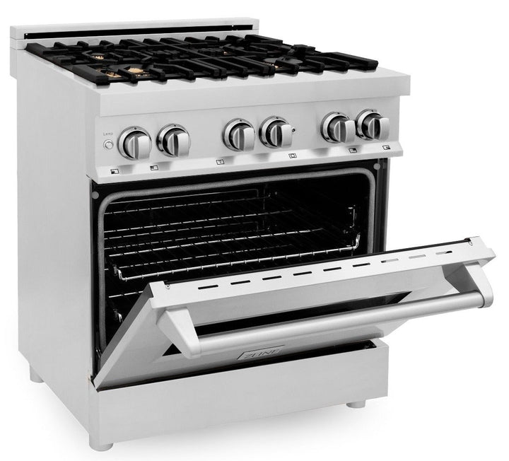 ZLINE 30 in. Professional Gas Burner/Electric Oven Stainless Steel Range with Brass Burners, RA-BR-30