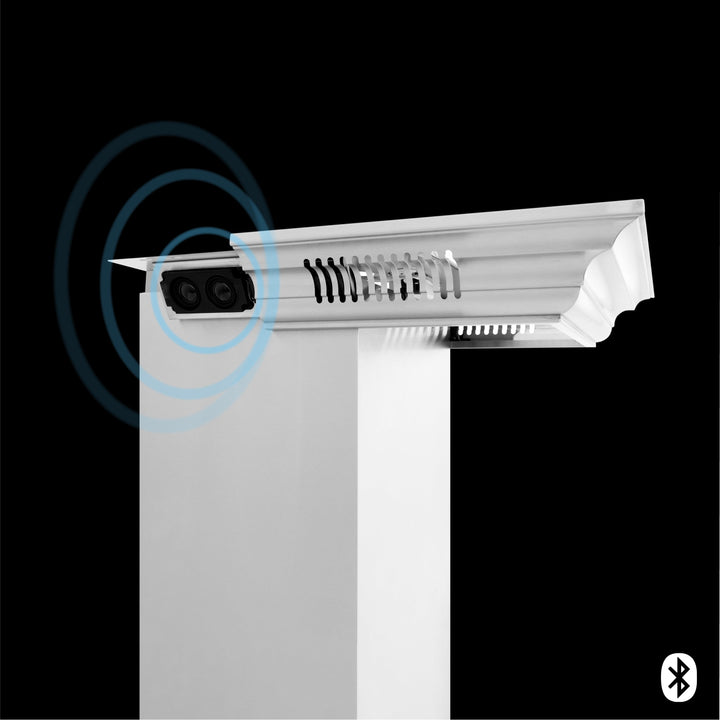 54" ZLINE CrownSound™Ducted Vent Professional Wall Mount Range Hood in Stainless Steel with Built-in Bluetooth Speakers (697CRN-BT-54)