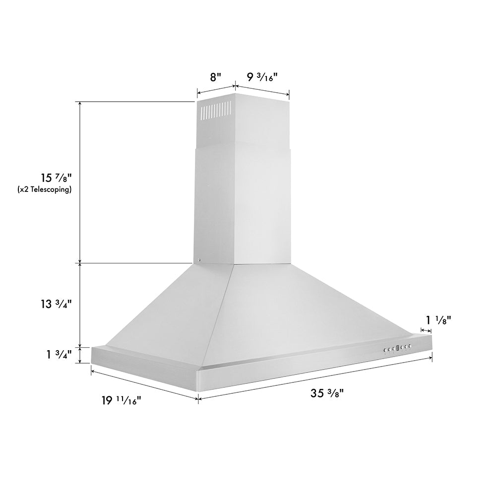 ZLINE 36 in. Convertible Vent Wall Mount Range Hood in Stainless Steel (KB-36)