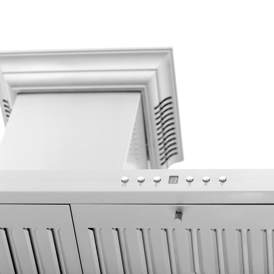 36" ZLINE CrownSound™Ducted Vent Wall Mount Range Hood in Stainless Steel with Built-in Bluetooth Speakers (KBCRN-BT-36)