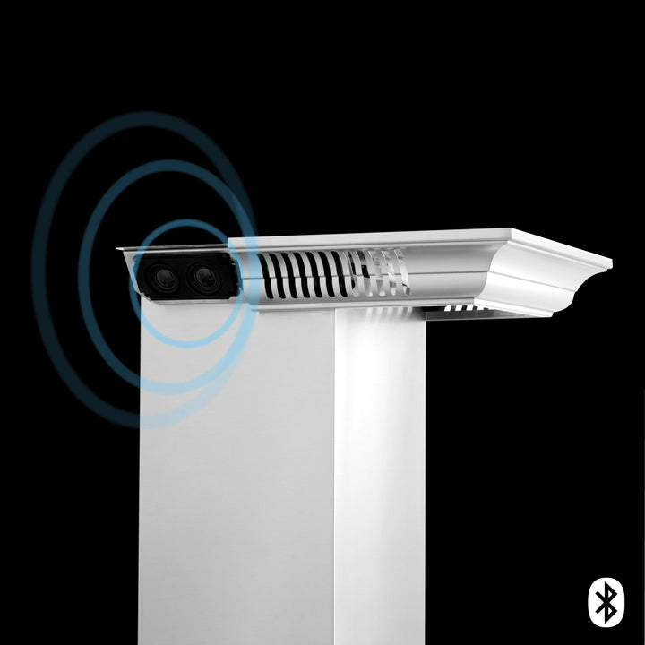 36" ZLINE CrownSound™Ducted Vent Wall Mount Range Hood in Stainless Steel with Built-in Bluetooth Speakers (KBCRN-BT-36)