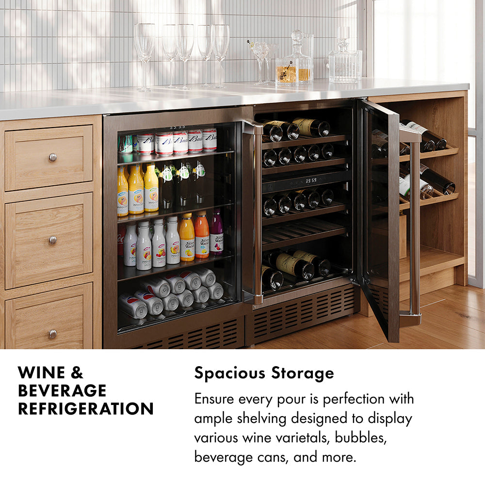 ZLINE 24 in. Monument 154 Can Beverage Fridge in Stainless Steel, Open Box-Excellent Condition