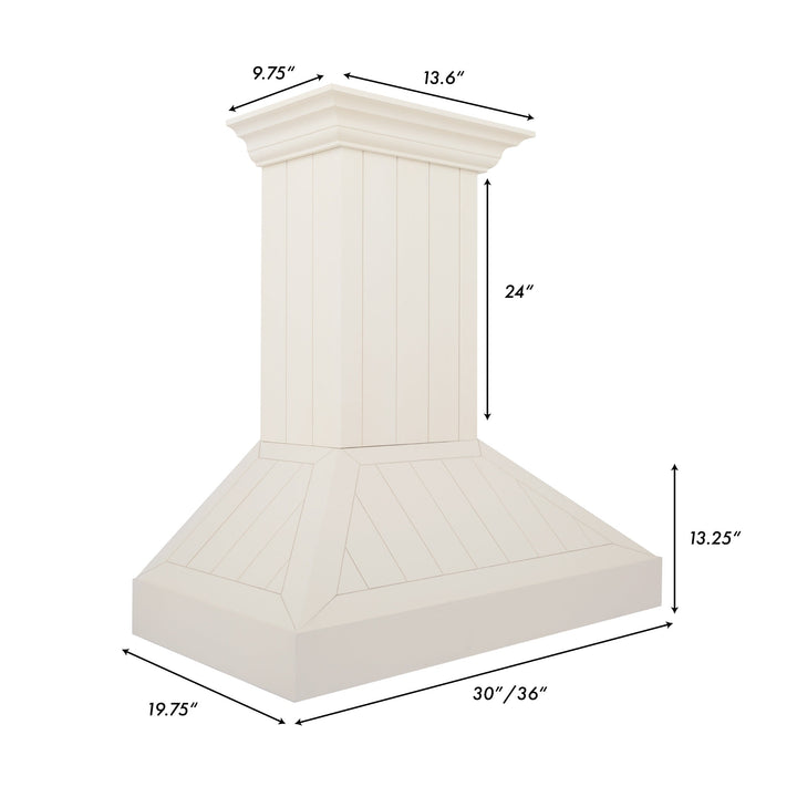 ZLINE 30" Ducted Vent Wooden Convertible Vent Wall Mount Range Hood in Cottage White