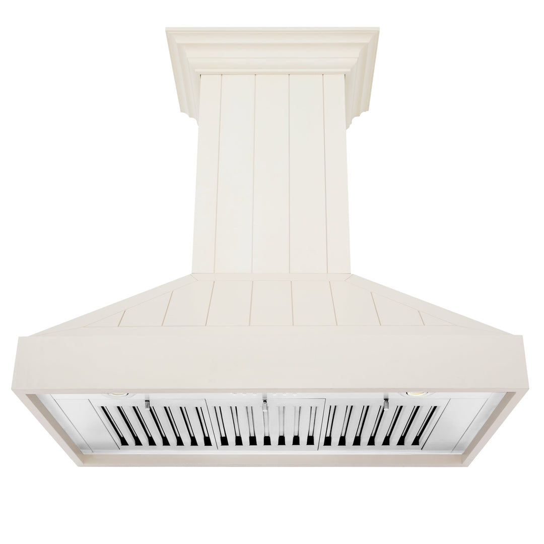 ZLINE 36" Ducted Vent Wooden Convertible Vent Wall Mount Range Hood in Cottage White (KPTT-36)