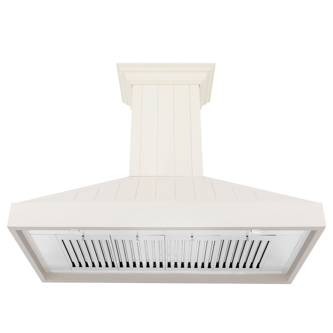 ZLINE 48" Ducted Vent Wooden Convertible Vent Wall Mount Range Hood in Cottage White (KPTT-48)