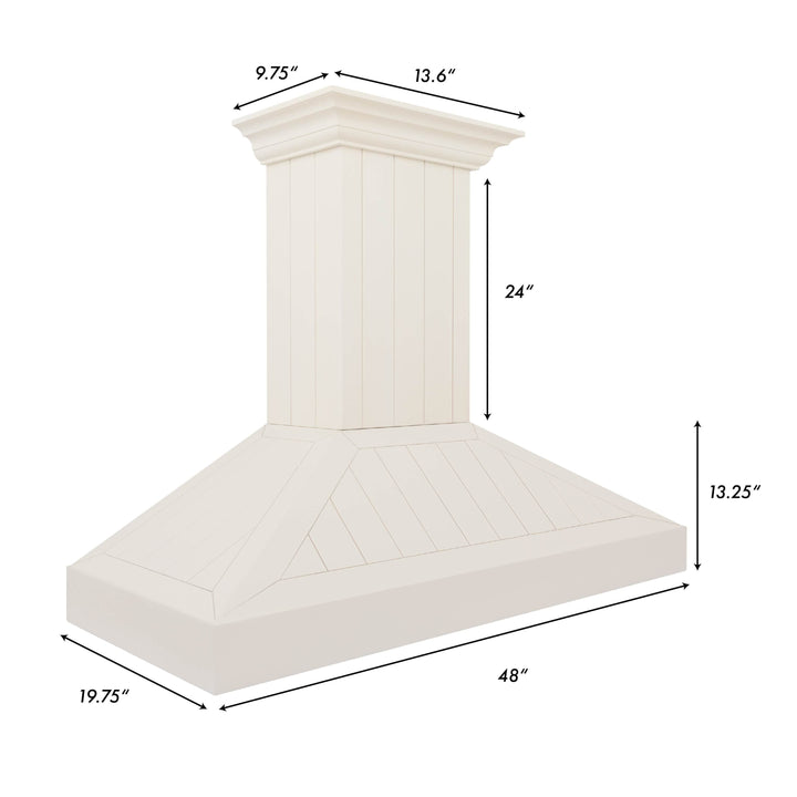 ZLINE 36” Wooden Wall Mount Range Hood Cottage White - Includes Motor