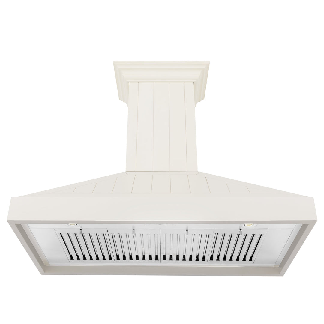 ZLINE 36” Wooden Wall Mount Range Hood Cottage White - Includes Motor