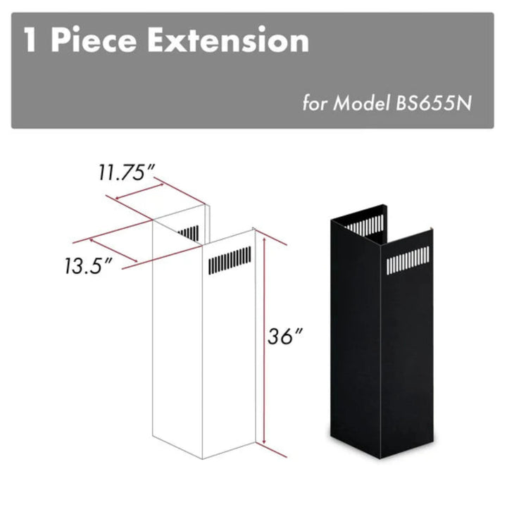 ZLINE 1-Piece 36" Chimney Extension for 9 ft. to 10 ft. Ceilings (Model 1PCEXT-BS655N)